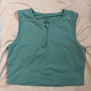 Sincerely Jules Teal Sleeveless Crop Workout Top